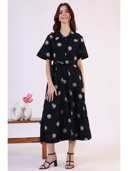 W - Black Printed Midi Dress for Women
