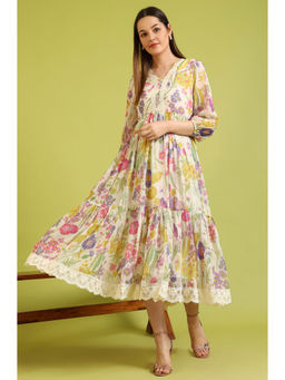W - Multi-Color Floral Midi Dress for Women