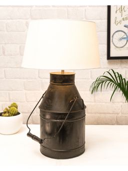 Homesake - Rustic Milk Can Table Lamp White drum