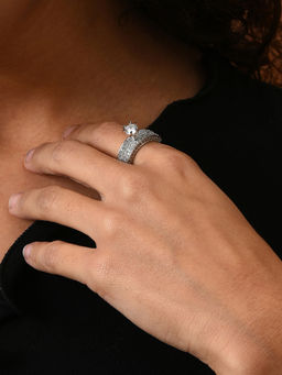 Sohi - Silver Plated Oxidised Finger Ring