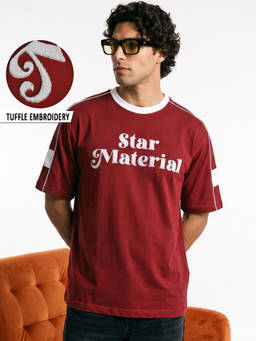Bewakoof - Men Red Embroidered Pure Cotton T-Shirt
