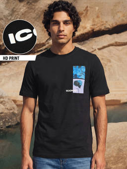 Bewakoof - Men Black Printed Pure Cotton T-Shirt