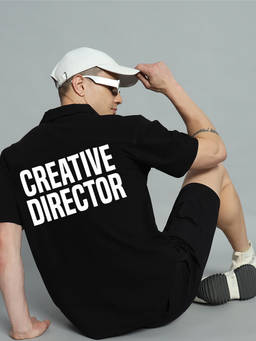 Griffel - Men Black Typography Cotton Shirt