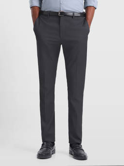 Arrow Newyork - Men Black Self Design Polyester Trouser