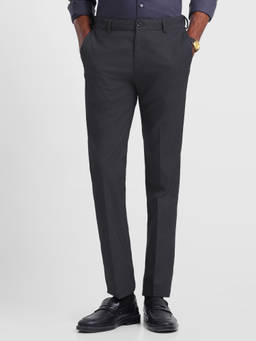 Arrow Newyork - Men Black Self Design Polyester Trouser