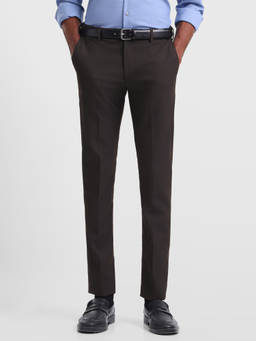 Arrow Newyork - Men Olive Self Design Polyester Trouser