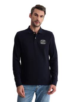 GANT - Men Blue Solid/Plain Cotton Polo T-Shirt