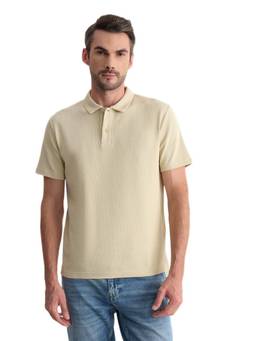 GANT - Men Beige Solid/Plain Cotton Polo T-Shirt