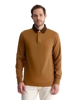 GANT - Men Brown Solid/Plain Cotton Polo T-Shirt