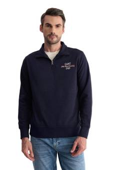 GANT - Men Blue Solid/Plain Cotton Sweatshirt