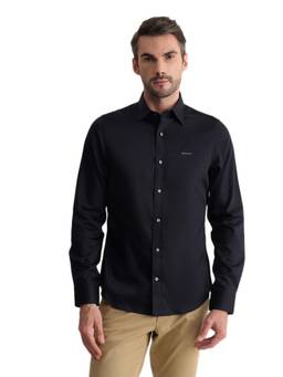 GANT - Men Black Solid/Plain Cotton Shirt