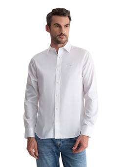 GANT - Men White Solid/Plain Cotton Shirt