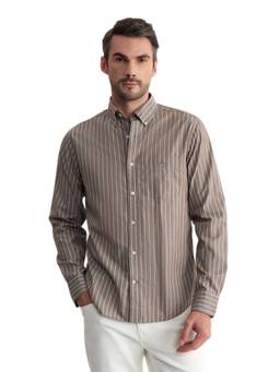 GANT - Men Brown Stripes Cotton Shirt