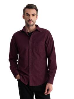 GANT - Men Wine Textured Cotton Shirt