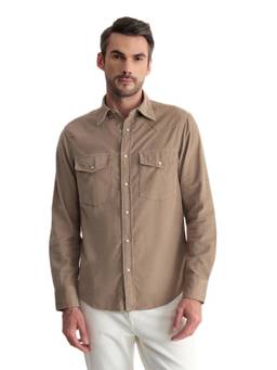 GANT - Men Brown Solid/Plain Cotton Shirt