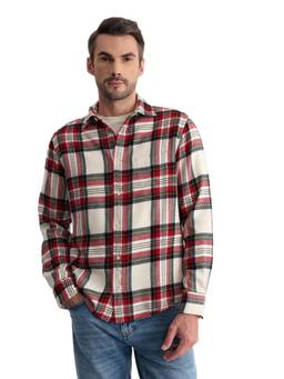 GANT - Men Off White Checks Cotton Shirt