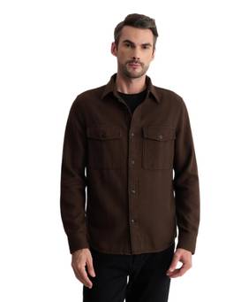 GANT - Men Brown Solid/Plain Cotton Shirt