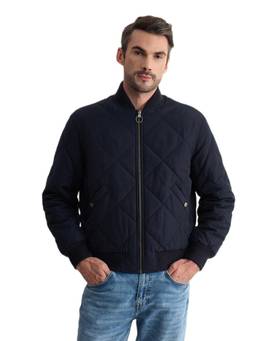 GANT - Men Navy Blue Self Design Polyester Jacket