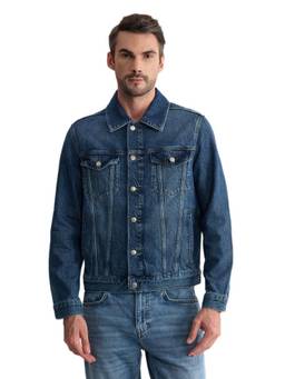 GANT - Men Blue Solid/Plain Cotton Blend Jacket