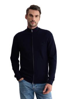 GANT - Men Navy Blue Solid/Plain Cotton Blend Jacket