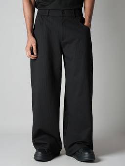 HOP HEAD - Men Black Textured Knitted Pant