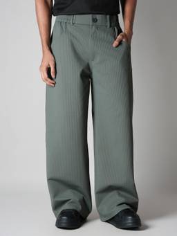 HOP HEAD - Men Green Textured Knitted Pant