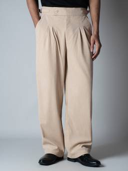 HOP HEAD - Men Beige Textured Corduroy Trouser