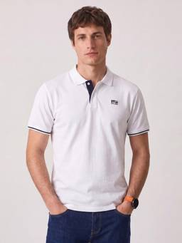 Pepe Jeans - Men White Solid/Plain Cotton Blend Polo T-Shirt