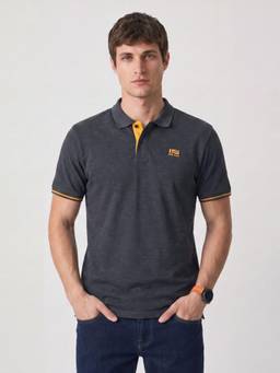 Pepe Jeans - Men Grey Solid/Plain Cotton Blend Polo T-Shirt