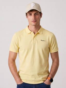 Pepe Jeans - Men Yellow Solid/Plain Pure Cotton Polo T-Shirt