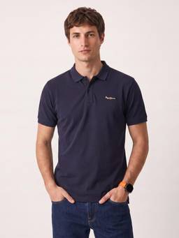 Pepe Jeans - Men Blue Solid/Plain Pure Cotton Polo T-Shirt