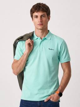 Pepe Jeans - Men Green Solid/Plain Pure Cotton Polo T-Shirt