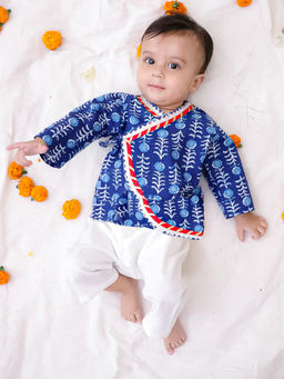 BownBee - Indigo Printed Pure Cotton Kurta & Pyjama