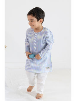 TIBER TABER - Boys Blue Stripes Kurta & Pyjama