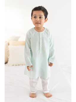 TIBER TABER - Boys Green Stripes Kurta & Pyjama