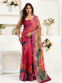 Odette - Multicolor Cotton Linen Saree With Unstitched Blouse