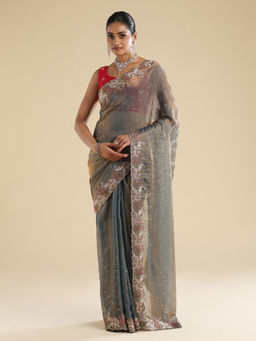 Sareemall - Metallic Satin Embellished Saree With Unstitched Blouse