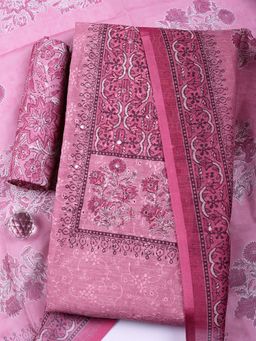 MEENA BAZAAR - Pink Unstitched Kurta with Bottom and Dupatta