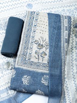 MEENA BAZAAR - Women Blue Unstitched Kurta with Bottom and Dupatta