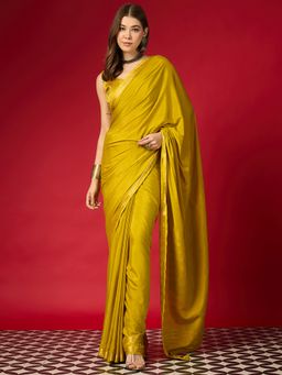 Sareemall - Yellow Silk Woven Tassels Saree With Unstitched Blouse