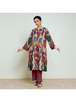 Rustorange - Beige Abstract Printed Kurta With Pant