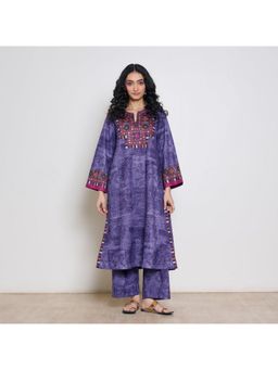 Rustorange - Purple Geometric Printed Kurta With Pant