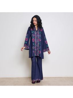 Rustorange - Women Blue Floral Printed Co-Ord Set