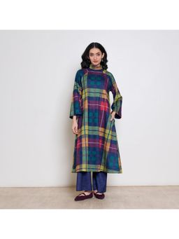Rustorange - Multicolor Wool Checkered Kurta With Pant
