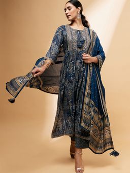 CHETI - Women Blue Embroidered Kurta With Pant and Dupatta