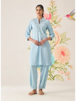 Lakshita - Blue Sequinned Embellished Kurta With Salwar