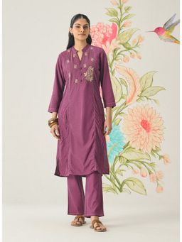 Lakshita - Purple Embroidered Kurta With Pant