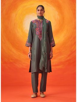 Lakshita - Green Embroidered Kurta With Pant and Dupatta