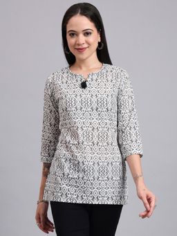 Aayusika - Cream Cotton Printed Top