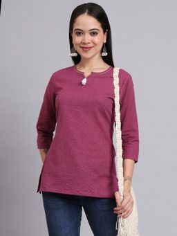 Aayusika - Wine Cotton Stripes Top
